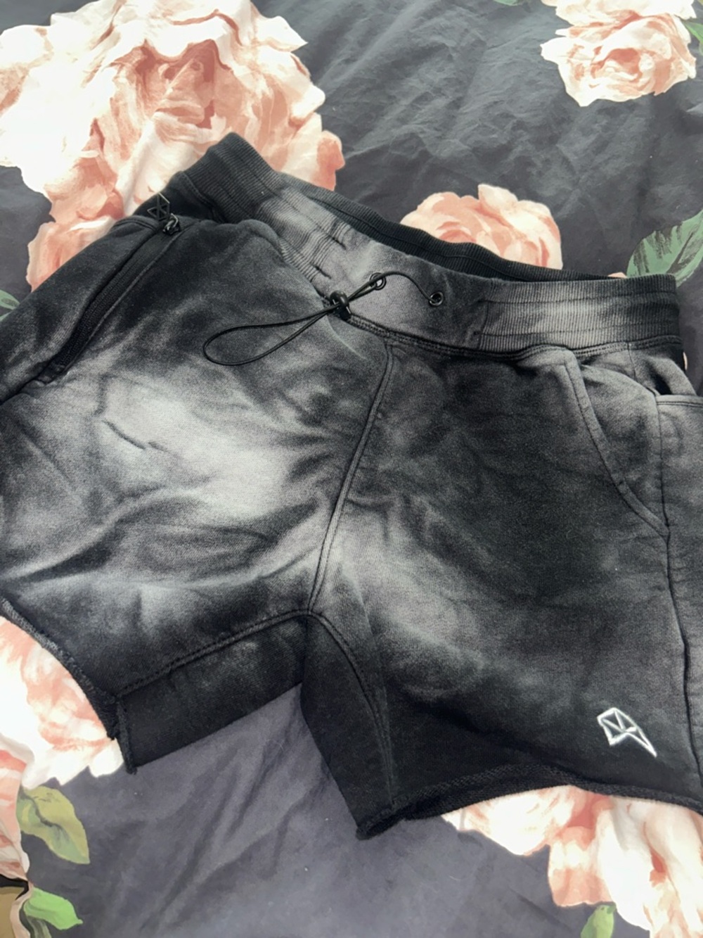 💛RawGear Heritage Acid-Wash Black/Grey Sweat Shorts Men's M Elastic Drawstring